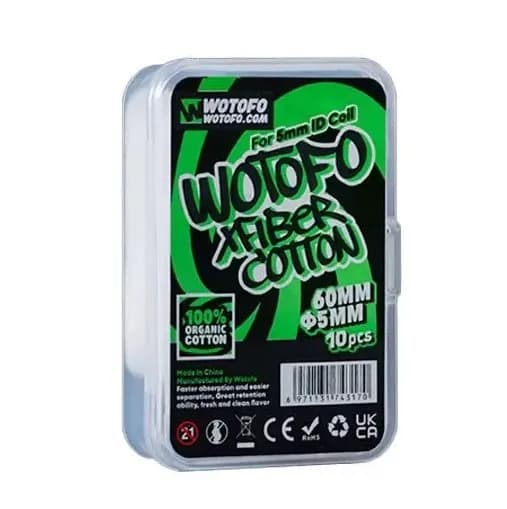Algodão - XFiber Cotton Organic - For 5mm ID Coil - 10pcs - Wotofo