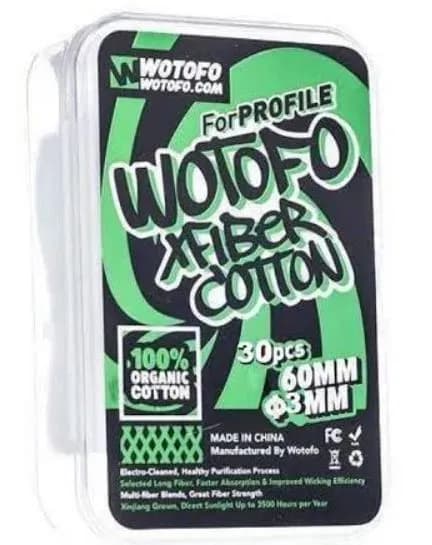 Algodão - XFiber Cotton Organic - For Wire Coil - 3mm - 30pcs - Wotofo